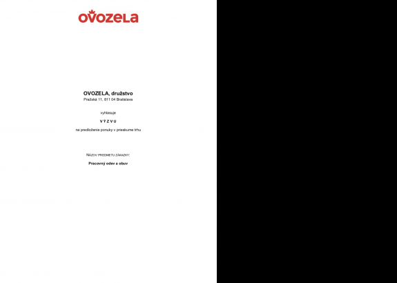 VÝZVA na predloženie ponuky v prieskume trhu: Pracovný odev a obuv